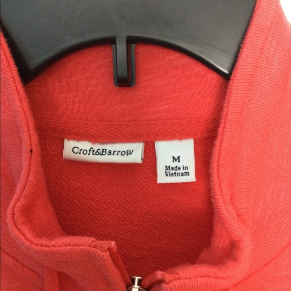 Women’s Croft & Barrow M Medium 8 - 10 Coral Full Zip Sweat Jacket Pockets EUC - Picture 5 of 8